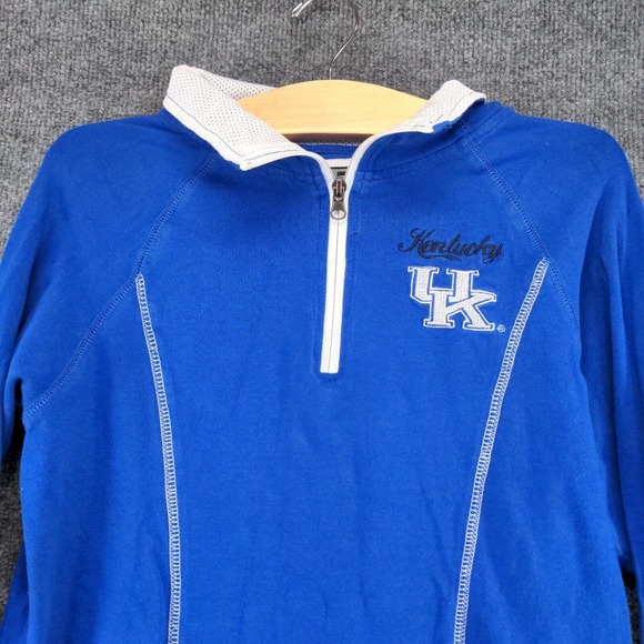 E5 Women's Shirt Blue Medium Kentucky Wildcats 1/4 Zip Pullover Long Sleeve - Picture 3 of 12